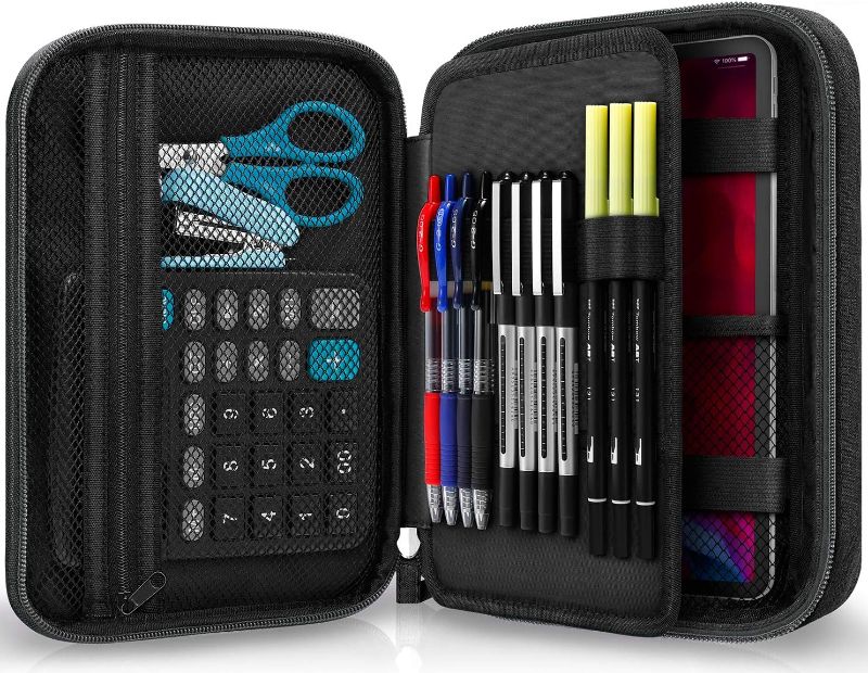 Photo 1 of BAZIC Pencil Pouch 3 Ring Binder Pouch w/ Rivet Enforced Rings Hole, Black Mesh Window Zipper Pouches, 2-Count
