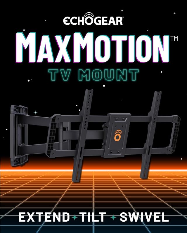 Photo 1 of ECHOGEAR MaxMotion TV Wall Mount for Large TVs Up to 90" - Full Motion Has Smooth Swivel, Tilt, & Extension - Universal Design Works with Samsung, Vizio & More - Includes Hardware & Drill Template
