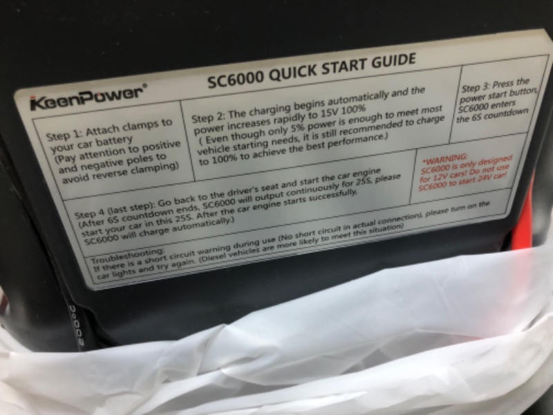 Photo 1 of KeenPower 6000A Super Capacitor Battery-Less Portable Jump Starter for 12V Car, Built-in 6 * 3000F Supercapacitor, No Pre-Charging Need, Extremely Safe, Always Ready Jump Start All 12V Car