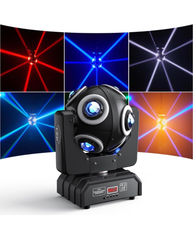 Photo 1 of 150W Moving Head Light 8 LEDs RGBW 360°Rotation DJ Light DMX 512 14CH with Sound Activated Moving Head Beam Light for Disco Wedding Parties Live Show Bar Christmas