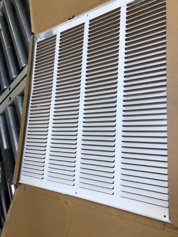 Photo 2 of 20" x 20" Steel Return Air Grille | HVAC Vent Cover Grill for Wall, Sidewall and Ceiling | Air Return Vent Covers, White (Screws Included) | Outside Dimensions: 21.75"W x 21.75"H