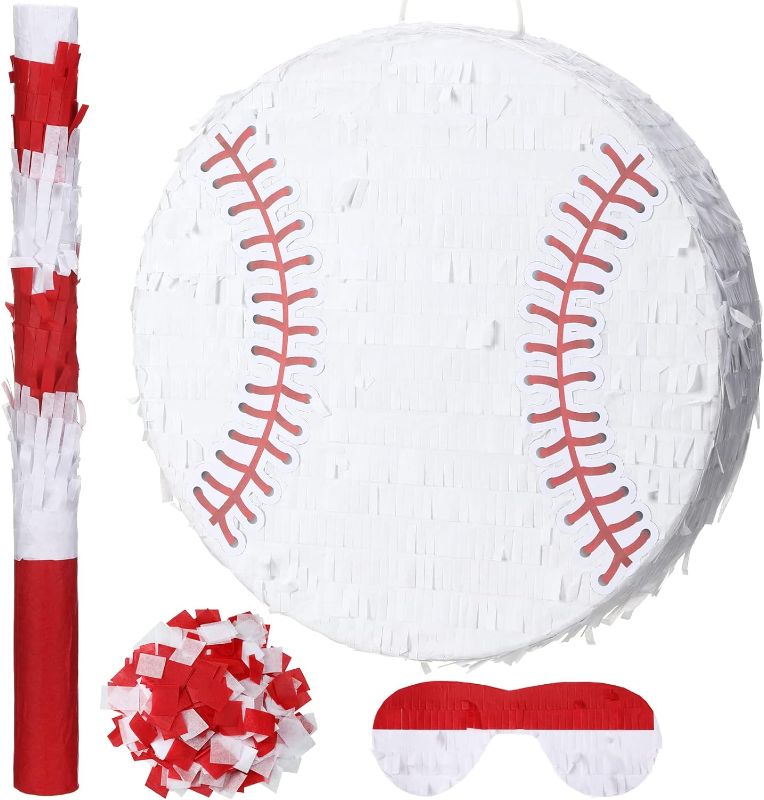 Photo 1 of *see pics, baseball has octagon shape, but identical otherwise
Charniol 16 Inch Baseball Pinata Baseball Party Favors Decorations Baseball Birthday Party Supplies Large Pinata with Pinata Stick Blindfold and Confetti for Sports Themed Birthday Party Suppl