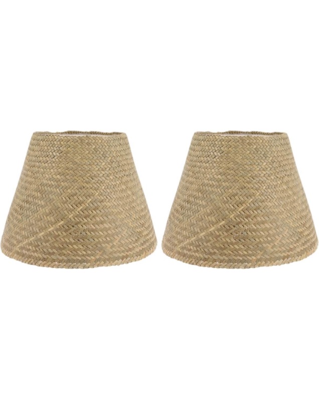 Photo 1 of 2Pcs Woven Lamp Shades Rattan Grass Lamp Shade Small Barrel Lampshade Pastoral Style Lampshade for Table Lamp Pendant Light