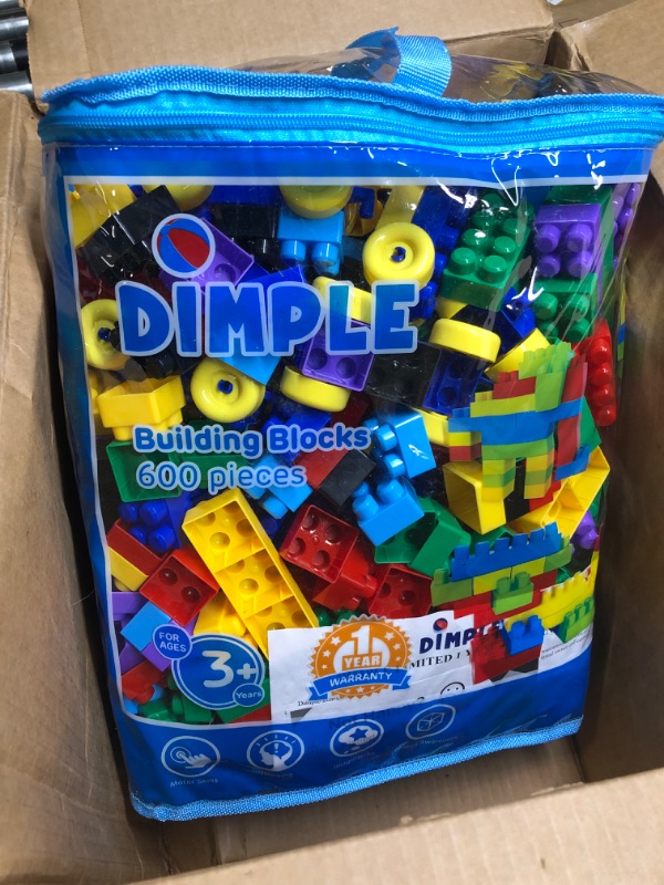 Photo 3 of Dimple Large Blocks for Toddlers/Kids (600 Piece Total) Stackable, Multi-Colored, Interlocking Toys Safe, Non-Toxic Plastic Bright Colors, Waterproof Boys and Girls Age 3 + 600 Pieces