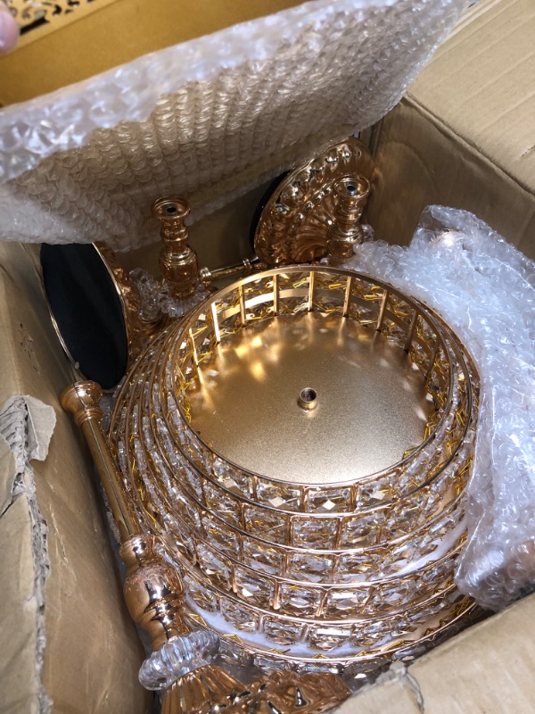 Photo 1 of 12 Pieces Gold Cake Stand Set, Vintage Cake Display Stand with Crystal Edge and Cupcake Display Tray, Dessert Table Display Set for Wedding Party Baby Shower Anniversary Celebration Gold-C