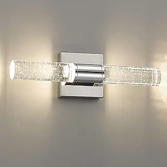 Photo 1 of Bathroom Light Fixtures, Chrome LED Vanity Light in Bubble Glass Indoor Wall Sconce, Modern 9W 4000K Crystal Wall Lights for Bathroom, Bedroom, Hallway, VL601-CH