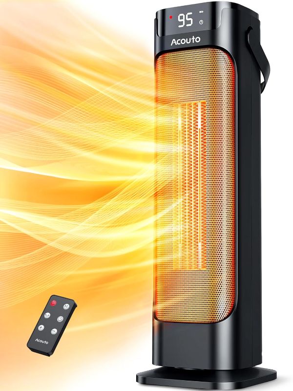 Photo 1 of 24" Space Heaters for Indoor Use, 1500W Fast Heating 90° Oscillating Portable Electric PTC Ceramic Heater, with Thermostat, Overheat Protection, 12H Timer, Remote, ETL Certified, for Bedroom Office