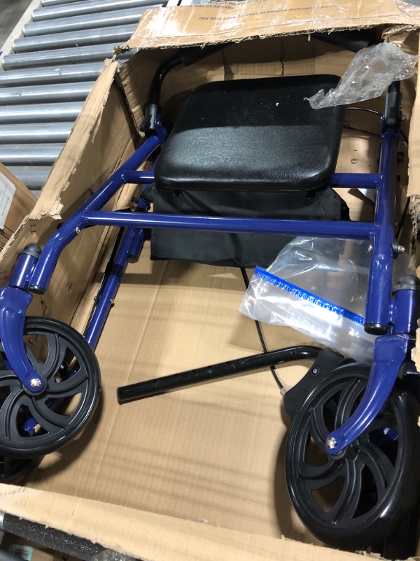 Photo 3 of Drive Medical 10257BL-1 4-Wheel Rollator Walker With Seat & Removable Back Support, Blue