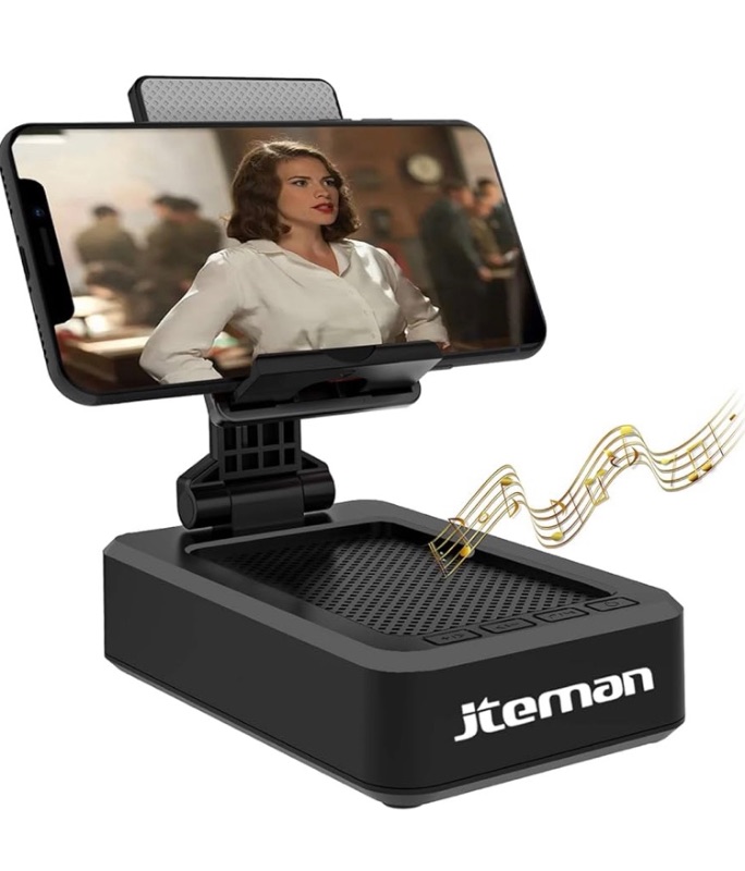 Photo 1 of Cell Phone Stand with Wireless Bluetooth Speaker and Anti-Slip Base HD Surround Sound Perfect for Home and Outdoors with Bluetooth Speaker for Desk Compatible with iPhone/ipad/Samsung Galaxy