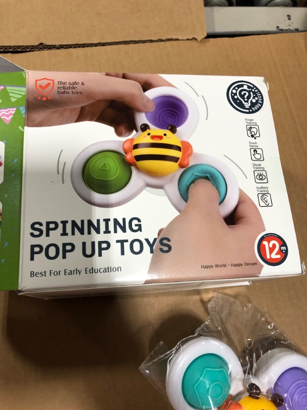 Photo 1 of 3PCS Suction Cup Pop up Fidget Spinner Toys for 1 2 Year Old Boys and Girls|Spinning Top Baby Toys 12-18 Months|1st Birthday Gifts for Toddler Toys Age 1-2|Sensory Bath Toys for Toddlers 1-3