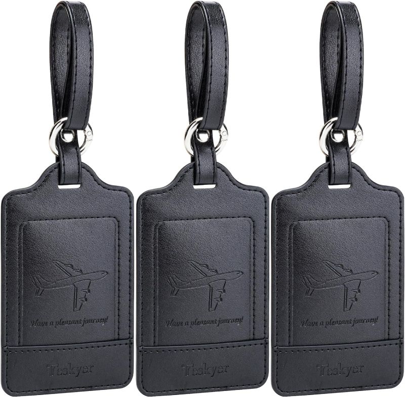 Photo 1 of Teskyer Luggage Tags, 3 Pack Premium PU Leather Luggage Tags Privacy Protection Travel Bag Labels Suitcase Tags Starry Dark Green