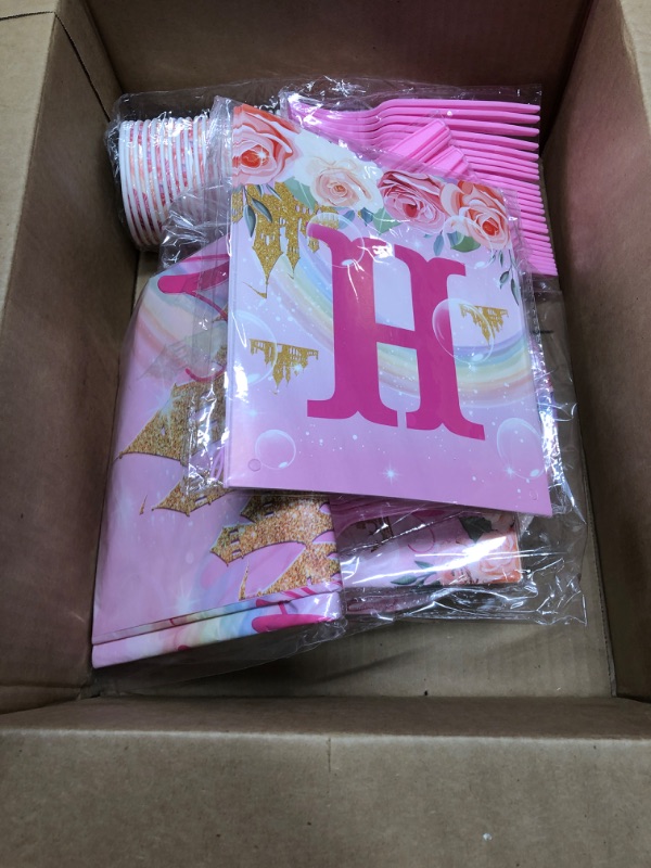 Photo 1 of 172 Pcs Princess Birthday Party Supplies Serves 24 Include Princess Castle Tablecloth Pink Princess Birthday Banner Princess Party Plates and Napkins Tableware Set for Girls Princess Theme Decorations