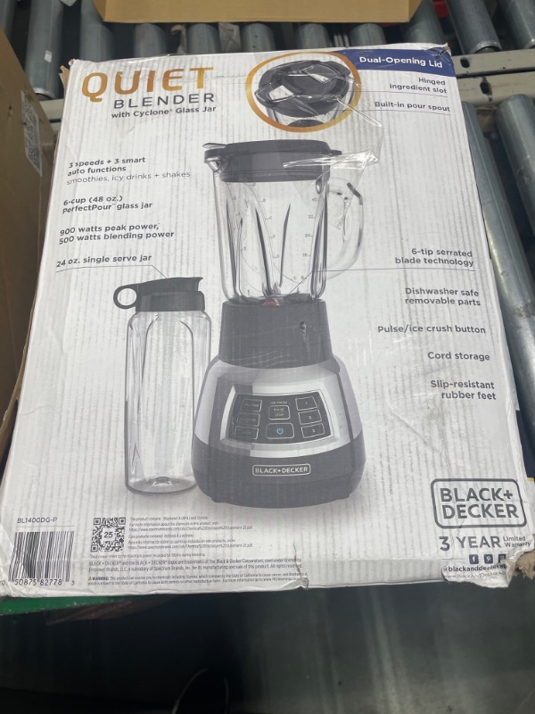 Photo 2 of BLACK+DECKER Quiet Blender with Cyclone® Glass JarBL1400DG-P
