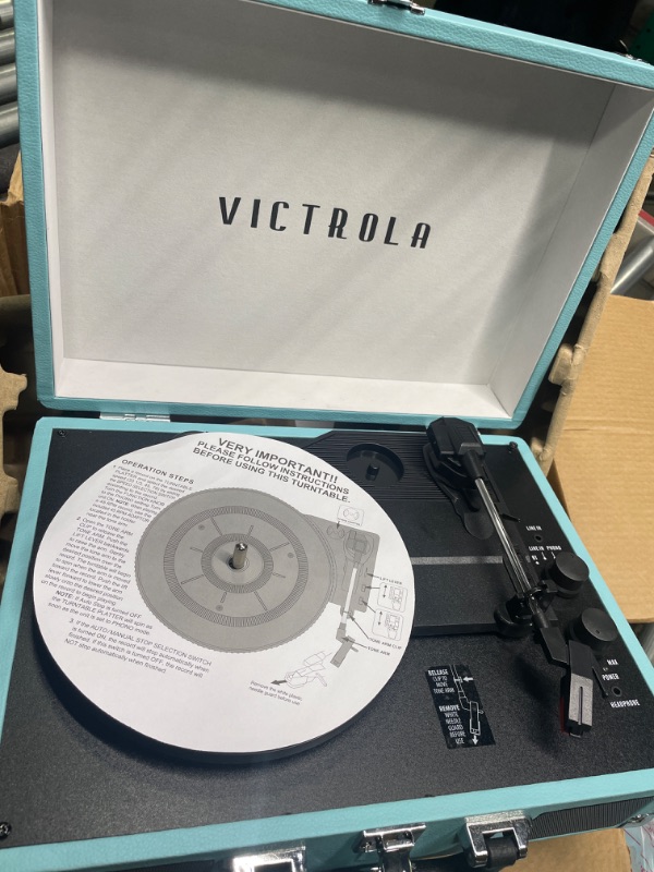 Photo 5 of  Victrola Journey+ Bluetooth Suitcase Record Player, Turquoise (VSC-400SB-TRQ-SDF)