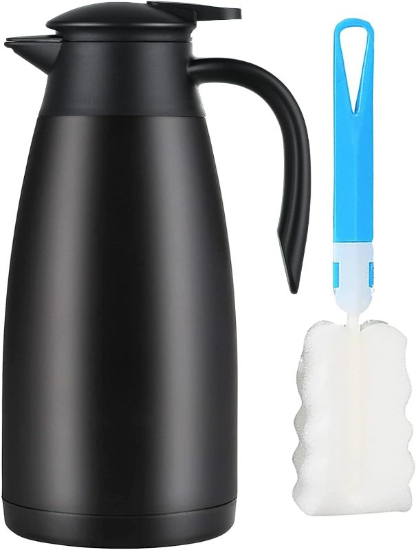 Photo 1 of 68oz Stainless Steel Thermal Coffee Carafe,Double Walled Vacuum Thermos, Thermal Pot Flask for Coffee, Tea, Hot Water, Hot Beverage,12 Hours Hot, 24 Hours Cold,Black