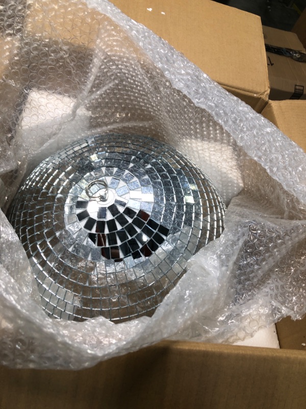 Photo 3 of **Missing Mirror Tiles** Disco Ball, 16 inch Mirror Ball Large Disco Ball, Hanging Disco Ball for Party Decoration DJ Club Stage Bar Wedding Holiday Christmas