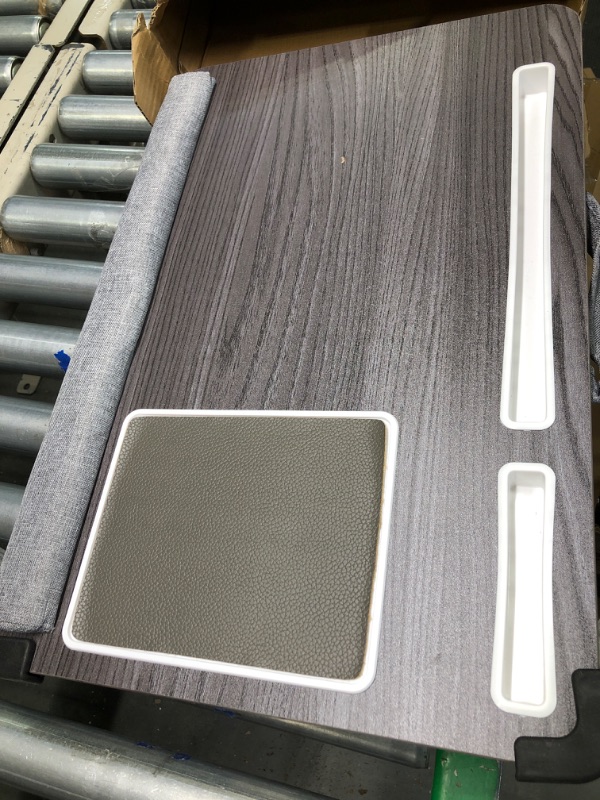 Photo 1 of HUANUO Lap Desk - Fits up to 17 inches Laptop Desk, Built in Wrist Pad for Notebook, MacBook, Tablet, Lap Laptop Desk with Tablet, Pen & Phone Holder (Black Woodgrain, Big)