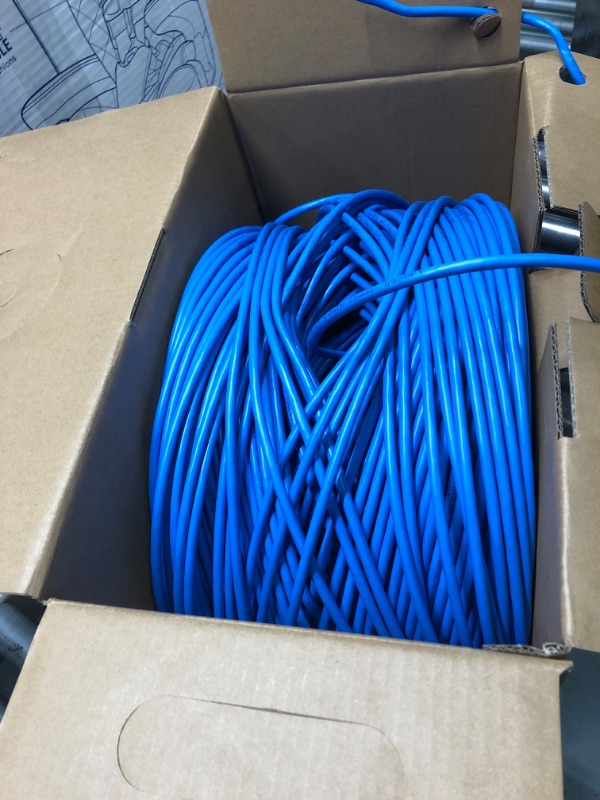 Photo 3 of CAT6 Plenum (CMP) Cable 1000FT | Network Analyzer Test Passed | 23AWG 4Pair, Solid 550MHz Network Cable 10Gigabit UTP, Available in Blue, White, Green, Gray, Black, Red & Yellow Color (Blue)