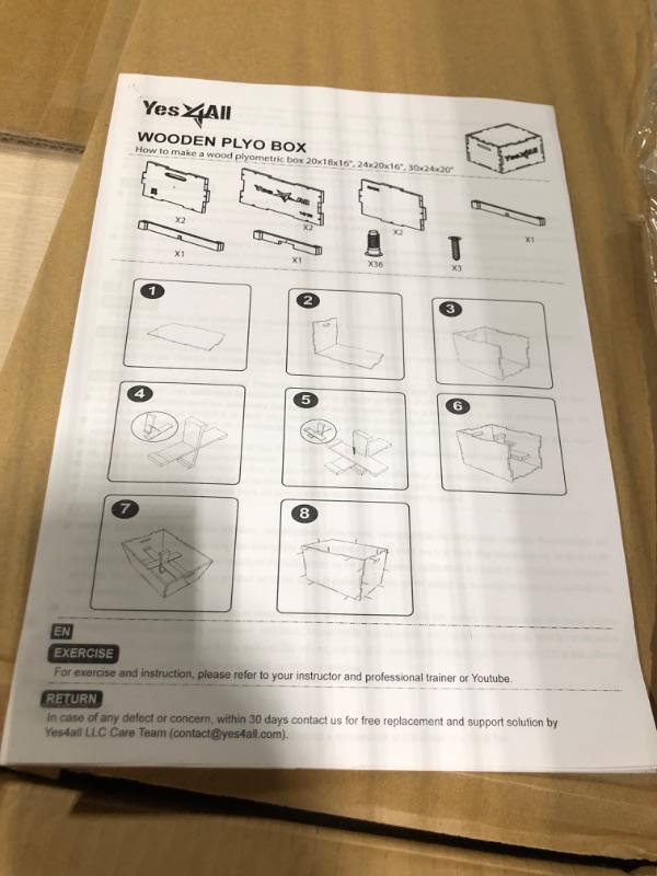 Photo 2 of Yes4all 20x18x16 Wooden Plyo Box for Exercise - Included: Packaged Screws