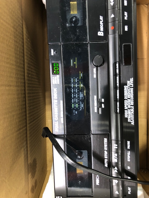 Photo 2 of Dual Cassette Deck | Music Recording Device with RCA Cables | Removable Rack Mounting Hardware | CrO2 Tape Selector | Built-in 3 Digit Tape Counter - 110V/220V