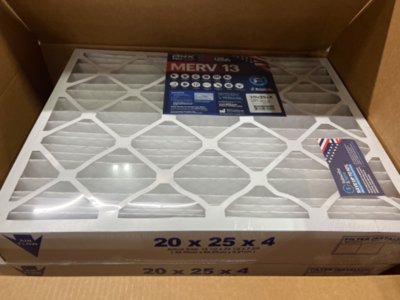 Photo 2 of BNX 20x25x4 MERV 13 AC Furnace Air Filter 2 Pack - MADE IN USA - Electrostatic Pleated Air Conditioner HVAC AC Furnace Filters - Removes Pollen, Mold, Bacteria, Smoke 20x25x4 2-Pack