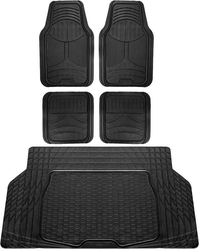 Photo 1 of FH Group F11306BLACKREAR Universal Fit Trimmable Non-Slip Vinyl Black Automotive Floor Mats fits most Cars, SUVs, and Trucks - Rear Set Black - Rear