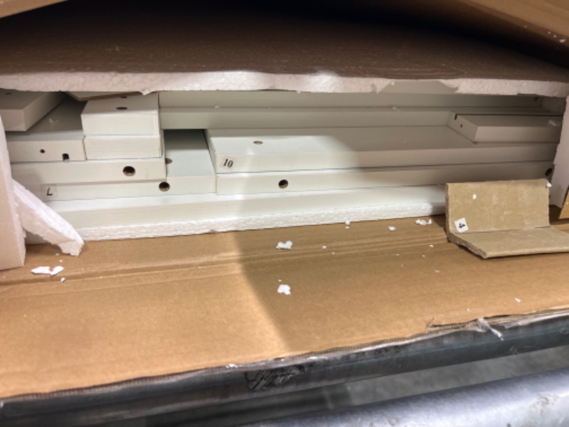 Photo 1 of Folding Sewing Table Multifunctional Sewing Machine Cart Table Sewing Craft Cabinet with Storage Shelves Portable Rolling Sewing Desk Computer Desk with Lockable Casters(White)