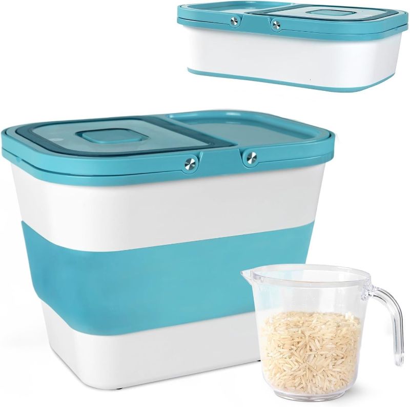Photo 1 of ** baby blue color**
Chef's Path Collapsible Food Storage Container - Airtight Seal for Dry Goods - Includes Two Accessories - Ideal rice keeper container para guardar arroz