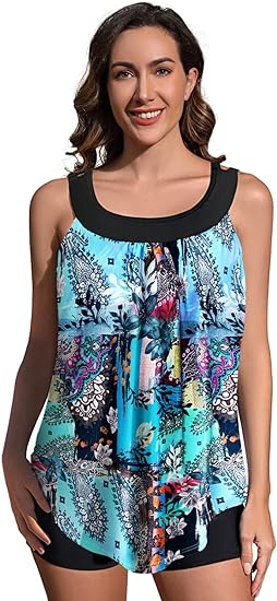 Photo 1 of Rekita Flowy Tankini Bathing Suits for Women Swimsuits Tankini Sets for Two Piece Swimwear
