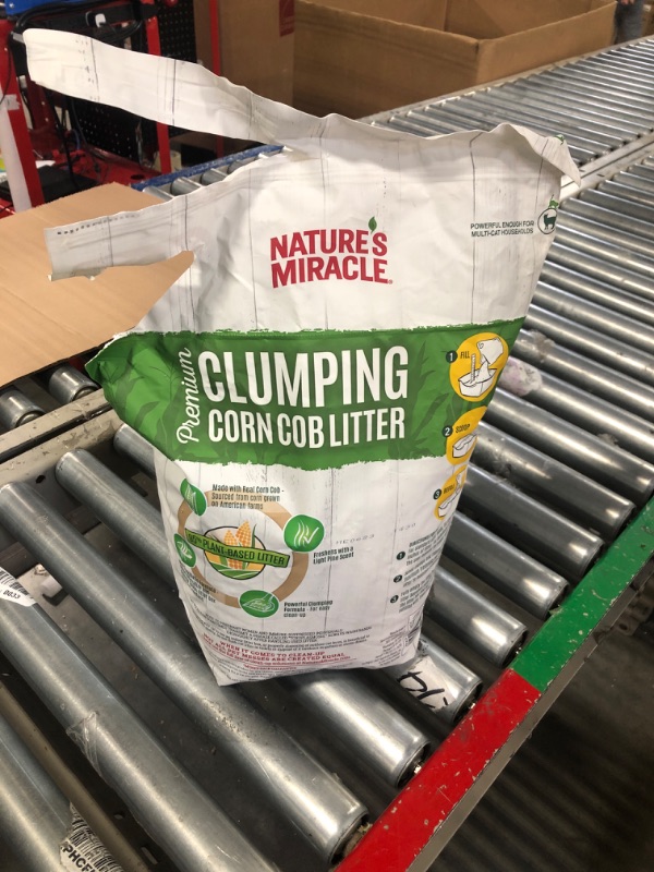 Photo 2 of **torn opening**
Nature's Miracle Premium Clumping Corn Cob Litter, Tough Odor Bio-Enzymatic Formula, Dust Free updated formula 10 lb