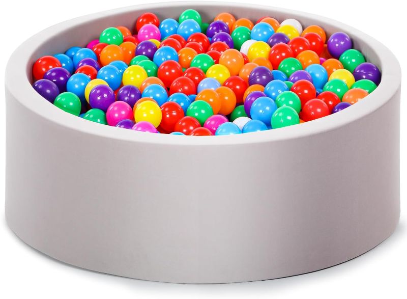 Photo 1 of Foam Ball Pit for Toddlers, Large Baby Ball Pit for Babies with Soft Memory Sponge, Indoor Outdoor Baby Playpen, Kids Play Ball Pool, Gift Toys for Infants Boys and Girls (Gray, 34 x 11.5 Inch)