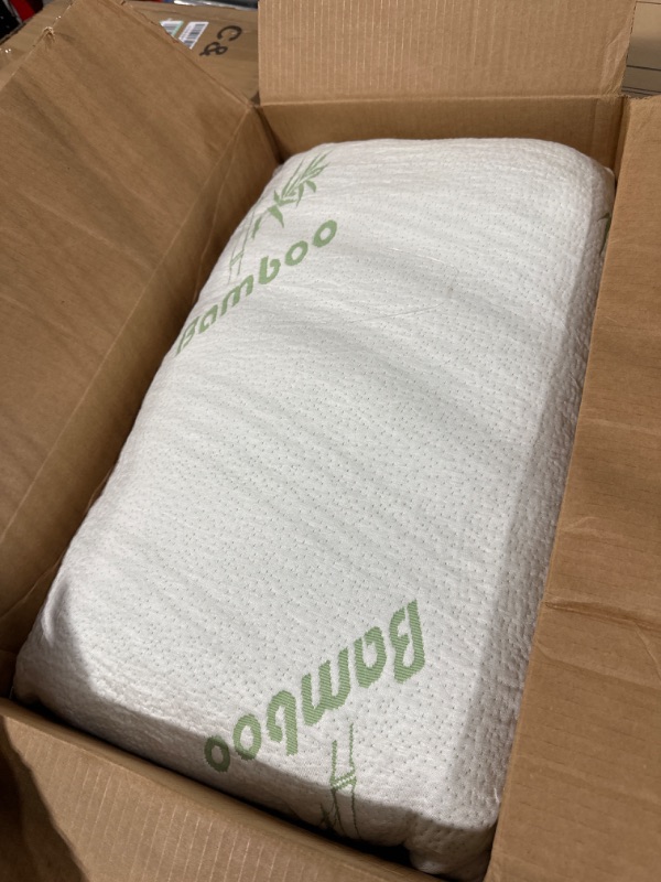 Photo 2 of Bamboo Pillow Queen Size [Adjustable] Shredded Memory Foam +1 Extra Cover for Sleeping Ultra Soft/Firm, Cool, Breathable & Zippered, Relieves Neck Pain, Snoring & Asthma, Back/Stomach/Side Sleepers