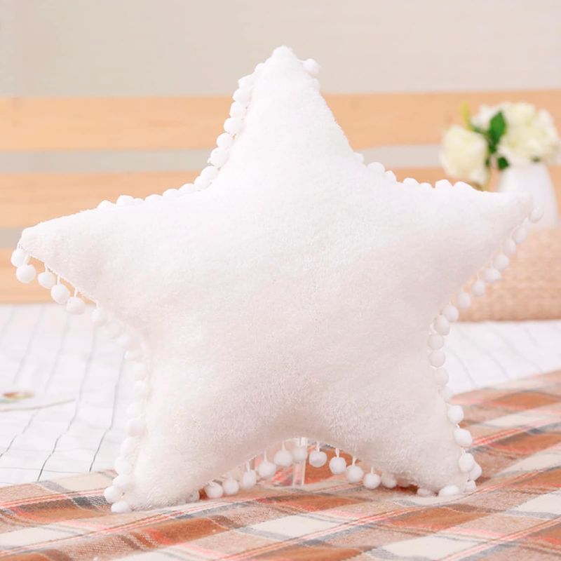 Photo 1 of elfishgo Creative Star Moon and Cloud Plush Pillows Stuffed Toys (White, Star) White Star