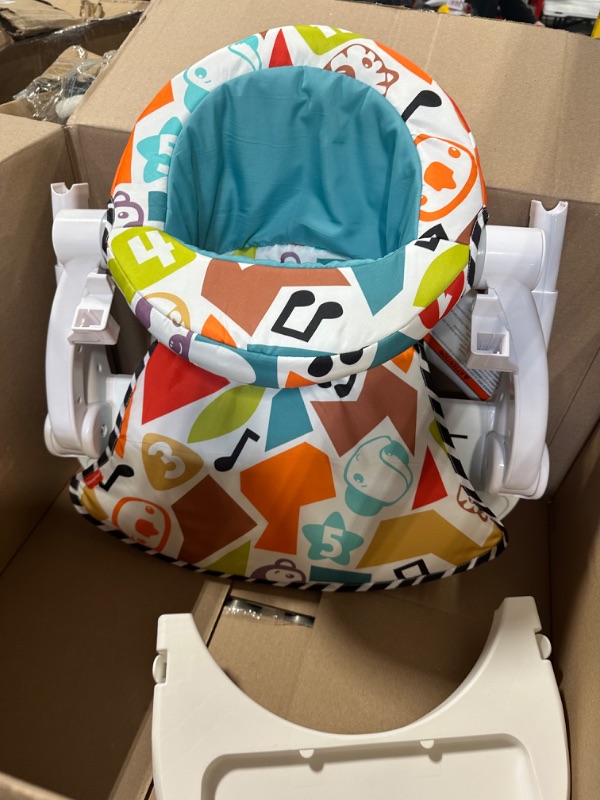 Photo 3 of Fisher-Price Baby Portable Chair Deluxe Kick & Play Sit-Me-Up Floor Seat with Piano Learning Toy & Snack Tray for Infants to Toddlers K&P Sit Me Up Colorful ***USED**** 