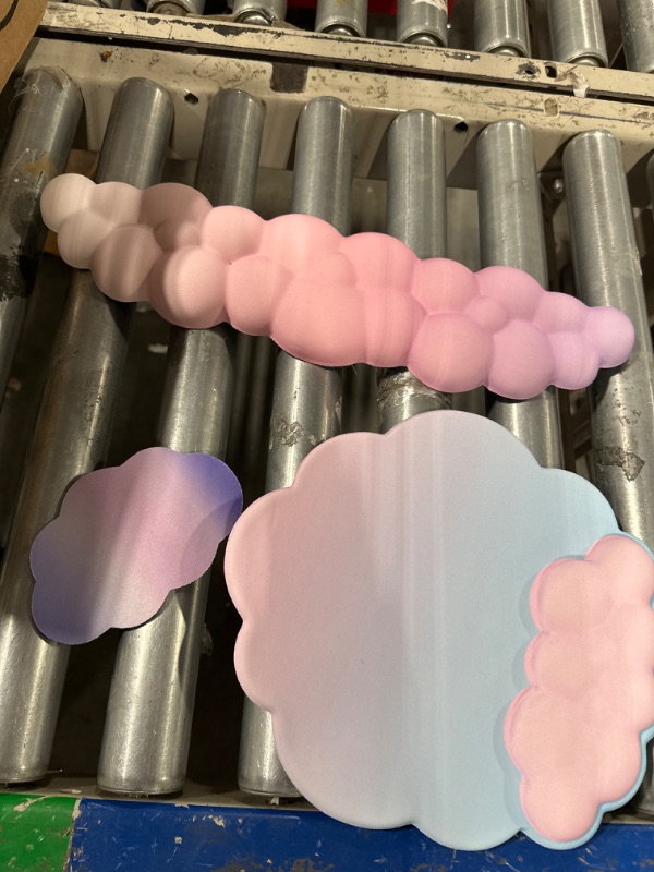 Photo 1 of Mouse Pad Keyboard Wrist Rest Set, Ergonomic Mouse Pad with Wrist Rest Cloud Shape Wrist Pad for Keyboard, Leather Anti Slip Memory Sponge, Pain Relief, Suitable for PC/Laptop/Tablet?Pink?
