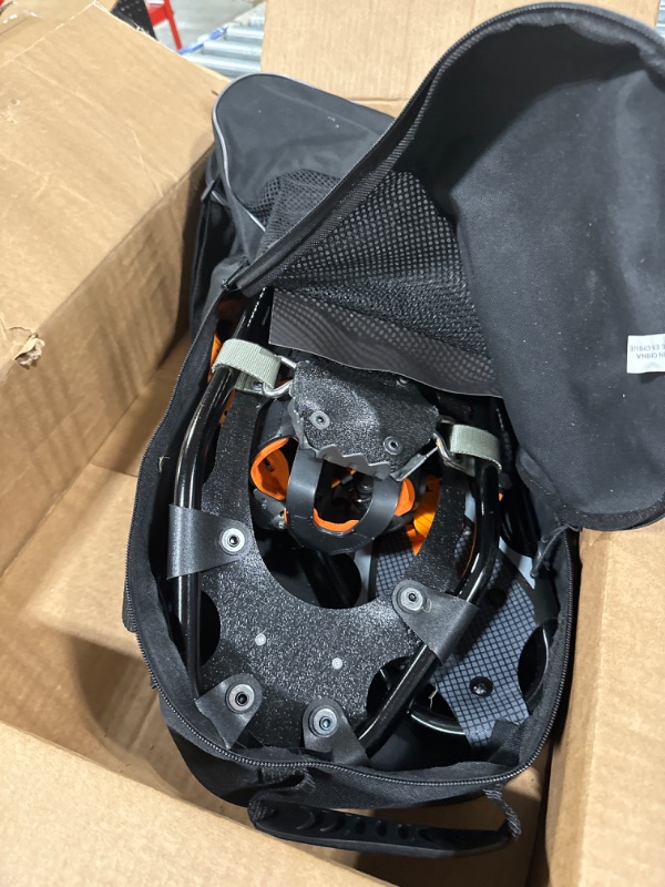 Photo 4 of G2 21/25/30 Inches Light Weight Snowshoes with Toe Box, EVA Padded Ratchet Binding, Heel Lift, Flexible Pivot Bar, Durable Back Strap, Set with Trekking Poles, Carrying Bag, Snow Baskets, Orange/Blue/Red Available Orange 25"(Up to 200lbs)