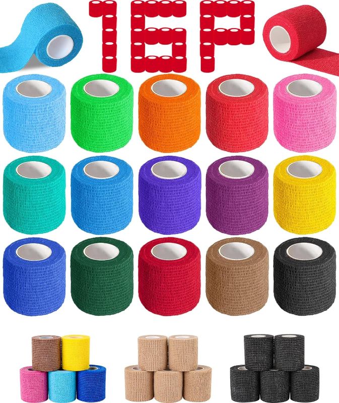 Photo 1 of AZEN 16 Pack Self Adhesive Bandage Wrap, 2" X 5 Yards Elastic Cohesive Bandage Wrap, Color Athletic Tape, Vet Wrap, Ankle Tape, Tattoo Grip Tape Wrap