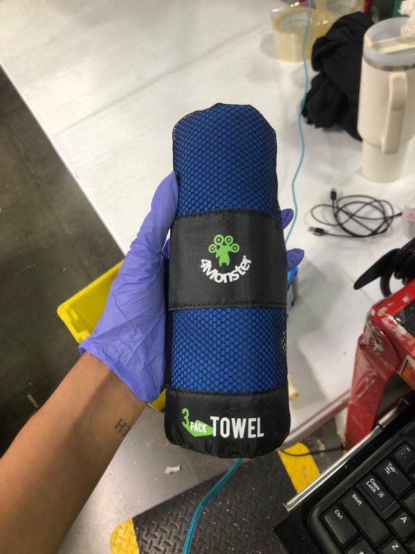 Photo 1 of 4Monster Camping Towels 3 Size at 1 Pack,Quick Dry Microfiber Towel,Beach Travel Towel Ultra Compact,Soft Gym Towel for Hiking Yoga Travel Sports Backpacking Trip and Pool Blue