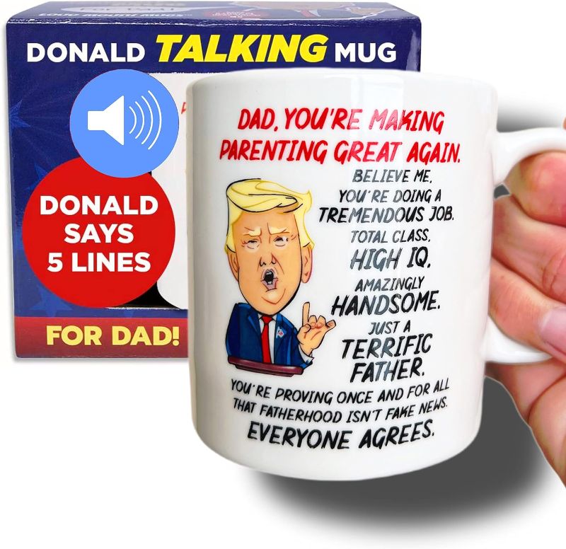 Photo 1 of ****NON FUNCTIONAL//SOLD AS IS****   Talking Donald Trump Mug in his Real Voice, Surprise Dad with these Novelty Gifts, Unique Gifts for Men, Gifts for Dad, Dad Mug, Birthday Gift for Dad, Best Dad Mug, Trump Gifts, Donald Trump Gifts