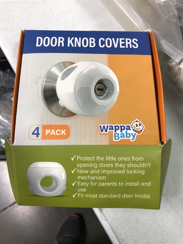 Photo 2 of Child Safety Door Knob Cover (4 Pack) Hard-to-Remove Dual-Lock Door Handle Covers for Kids - Reusable Baby Proof Door Knob Locks - Installs Easily, No Tools Needed 4 White