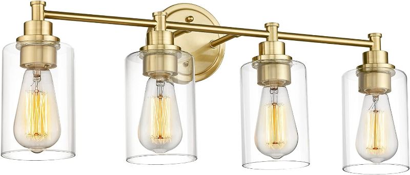 Photo 1 of FEMILA Vanity Lights for Bathroom, Modern 4-Light Gold Bathroom Light Fixture, Wall Vanity Lamp with Champagne Gold Finish, 4FYC56B-4W BG