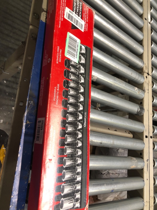 Photo 1 of Olsa Tools Magnetic Socket Organizer (1/2-Inch Drive, 3 Row) - Magnetic Tool Organizer & Socket Holder - Tool Box Socket Organizers - Metric Black - Holds 54 Sockets - Professional Grade - Part: 1552 1/2-Inch Drive, Metric Black, Metric