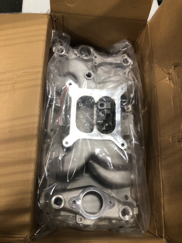 Photo 3 of Airgap Intake Manifold High Rise Air Gap Dual Plane Satin Aluminum Compatible with SBC Small Block Chevy 350 400 unpainted