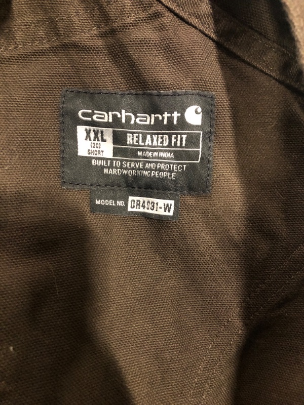 Photo 1 of Carhartt Women's Relaxed Fit Washed Duck Insulated Bib Overall XX-Large Short Dark Brown