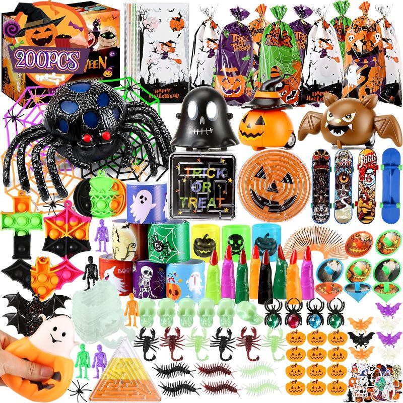 Photo 1 of 200PCS Halloween Party Favors , Bulk Halloween Toys for Halloween Treats Non Candy Classroom Prizes Goodie Bag Stuffers Pinata Filler, Halloween Gifts for Kids Prizes Party Supplies,Treasure Box Toys