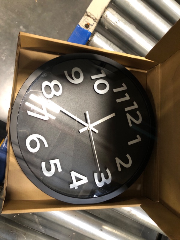 Photo 1 of 12 Inch Wall Clock, Wall Clocks Battery Operated Modern, Silent Non Tiking Large Wall Clocks for Bedroom, Office Kitchen, Living Room, Classroom Decor (Black