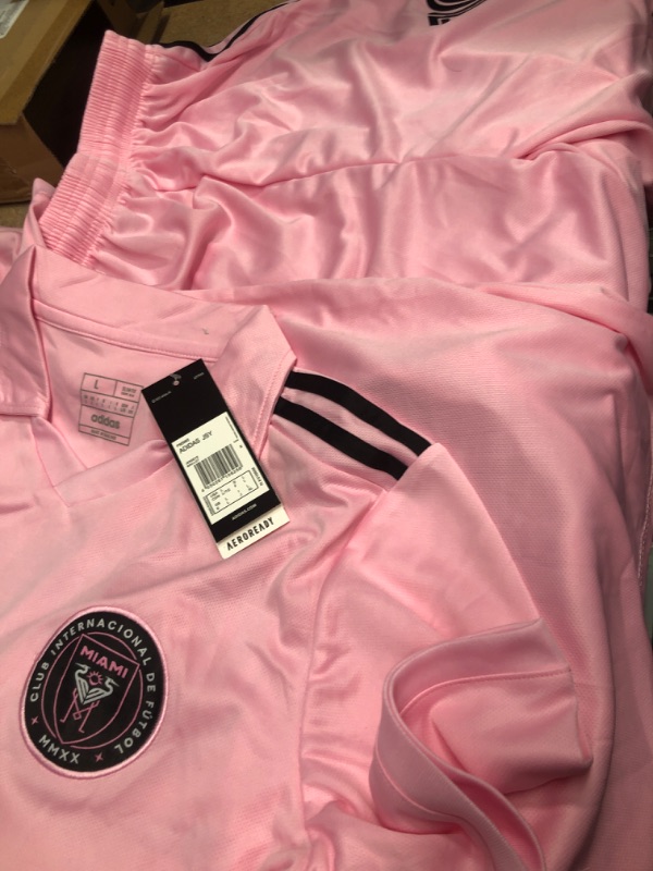 Photo 4 of adidas Youth Lg  Soccer Messi #10 Inter Miami CF 22/23 Home Jersey - Proudly Represent with Pink Home Kit,100% Recycled Materials with Shorts 