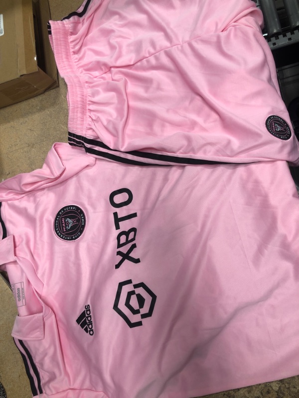 Photo 2 of adidas Youth Lg  Soccer Messi #10 Inter Miami CF 22/23 Home Jersey - Proudly Represent with Pink Home Kit,100% Recycled Materials with Shorts 