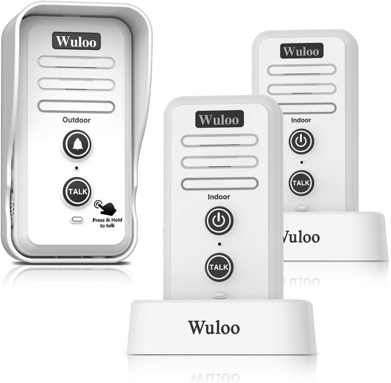 Photo 1 of **BLACK**Wuloo Wireless Intercom Doorbells for Home Classroom, Intercomunicador Waterproof Electronic Doorbell Chime with 1/2 Mile Range 3 Volume Levels Rechargeable Battery (Black, 1&2) 1t2-black