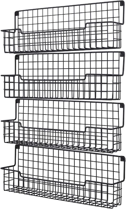 Photo 1 of AURIKAR Spice Rack Wall Mount, Spice Organizer for Cabinet & Pantry Door, Set of 4 Hanging Spice Rack Saving Space for Kitchen, Black